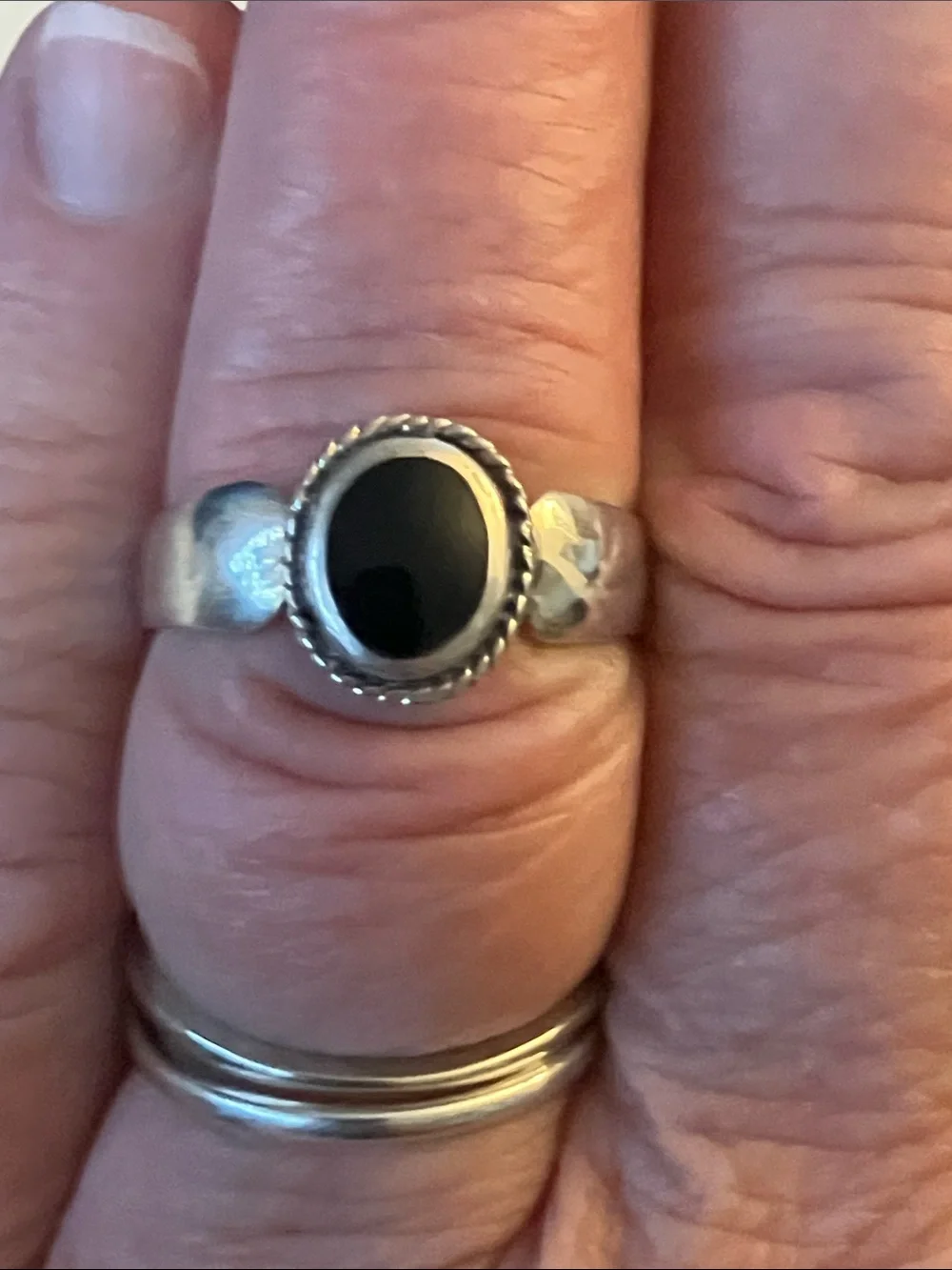 Sterling Silver Black Onyx Oval Ring for Women